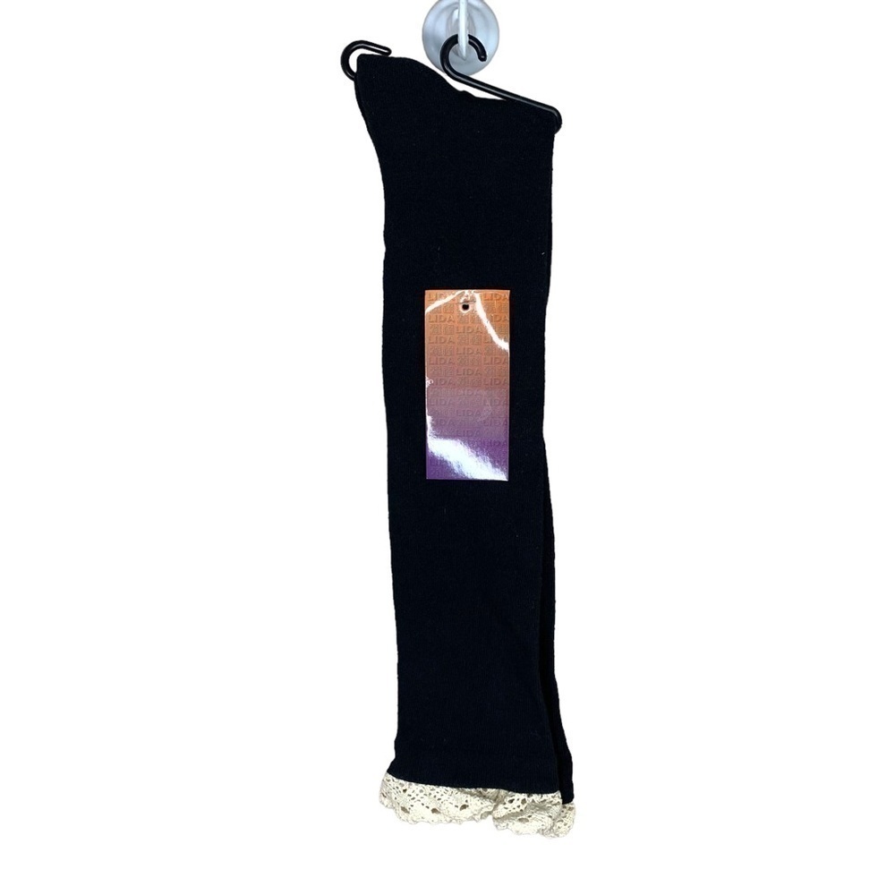 Black Ivory Lace Accent NEW Knee High Socks Stretch Lida